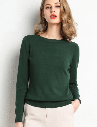 Women's Cashmere Sweater | Round Neck Long Sleeve Knit Regular Fit