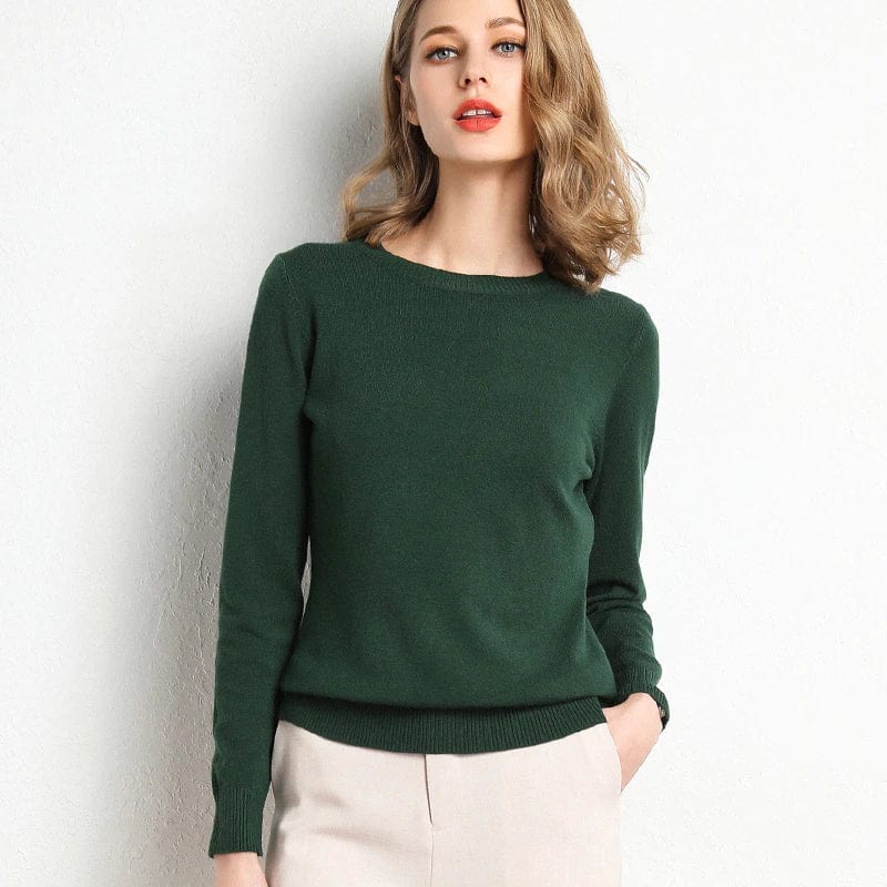 Women's Cashmere Sweater | Round Neck Long Sleeve Knit Regular Fit