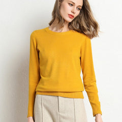 Women's Cashmere Sweater | Round Neck Long Sleeve Knit Regular Fit