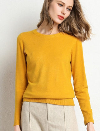 Women's Cashmere Sweater | Round Neck Long Sleeve Knit Regular Fit